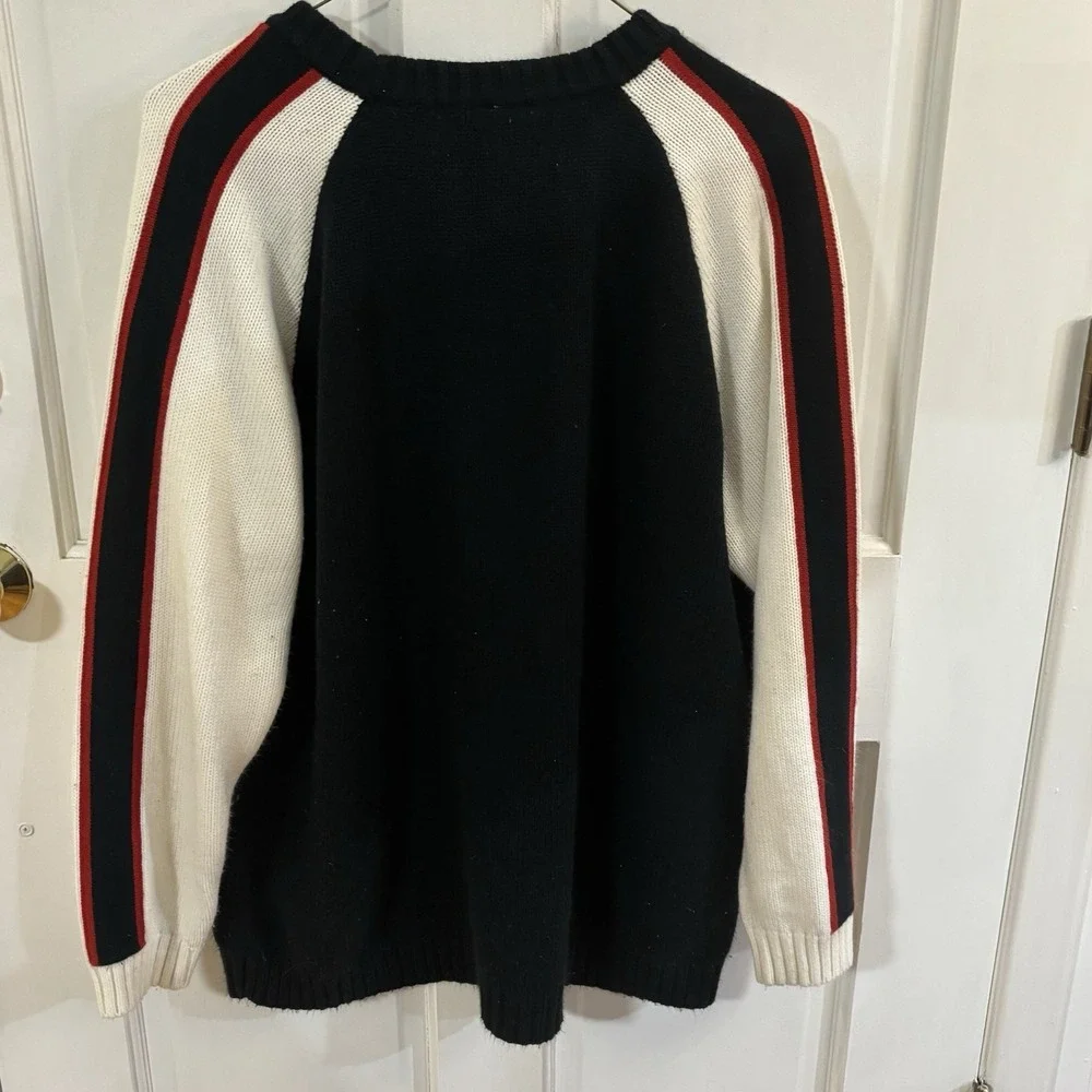 Vintage Southpole Sweater Mens Large Crewneck Pullover Black White Patch 90s Y2K